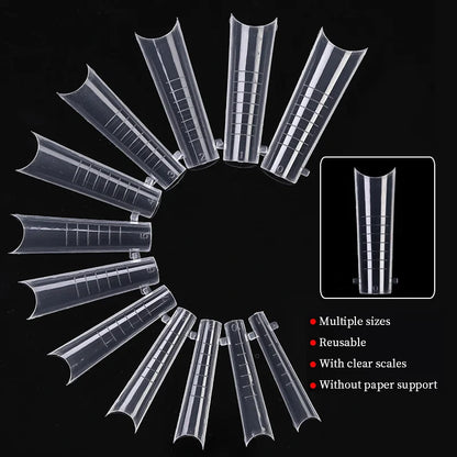 60Pcs/Bag Nail Forms For Nail Extension Half/Full Cover Nail Tips For Quick Building UV Gel Long Coffin False Tips Nail Forms