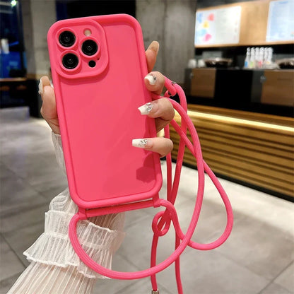 Crossbody Adjustable Lanyard Strap Rope Case For Xiaomi Redmi 14C Note 14 Pro Plus 4G 5G POCO X7Pro Silicone Cover