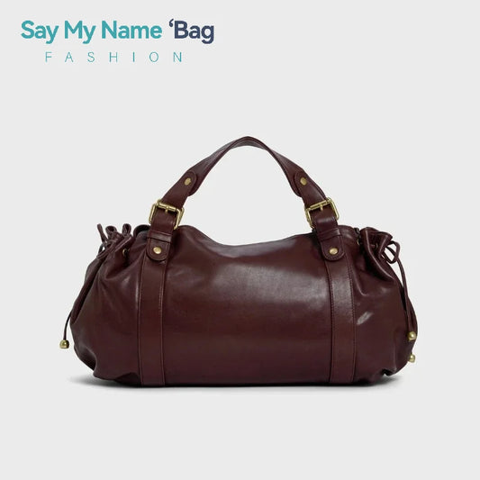Women's Soft Pu Vintage Handbag Large Capacity New Fashion Solid Color Tote Bag Luxury Design Shoulder Bag For Everyday Style