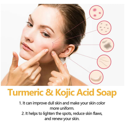 Kojic Acid Dark Spot Remove Soap for Cleaning the Face Whitening Oil Control Even Tone Skin Products Natural Turmeric Soap Bar