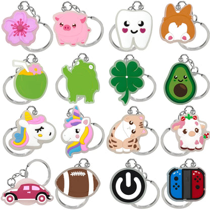 1PCS LED Keychains New Arrival Cute Unicorn Joystick Pig Flower Cat Cow Luminous Keyring Accessories for Car Women Men Key Gifts