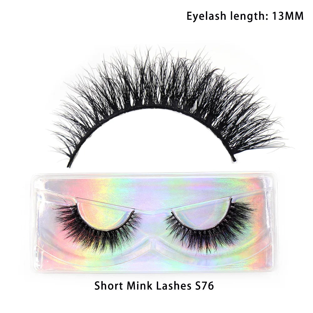 LEHUAMAO Makeup Mink Lashes 3D Short Mink Eyelashes Natural False Eyelashes Fluffy Mink Lashes Extension 12mm-15mm Eyelashes