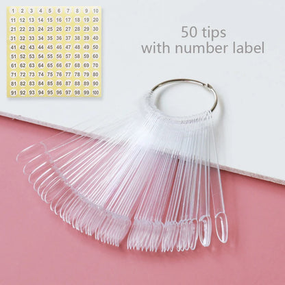 Nail Display Sticks Nail Swatch False Nail Tips Nail Gel Polish Practice Clear Natural Colors Display Board for Nail Art Tools