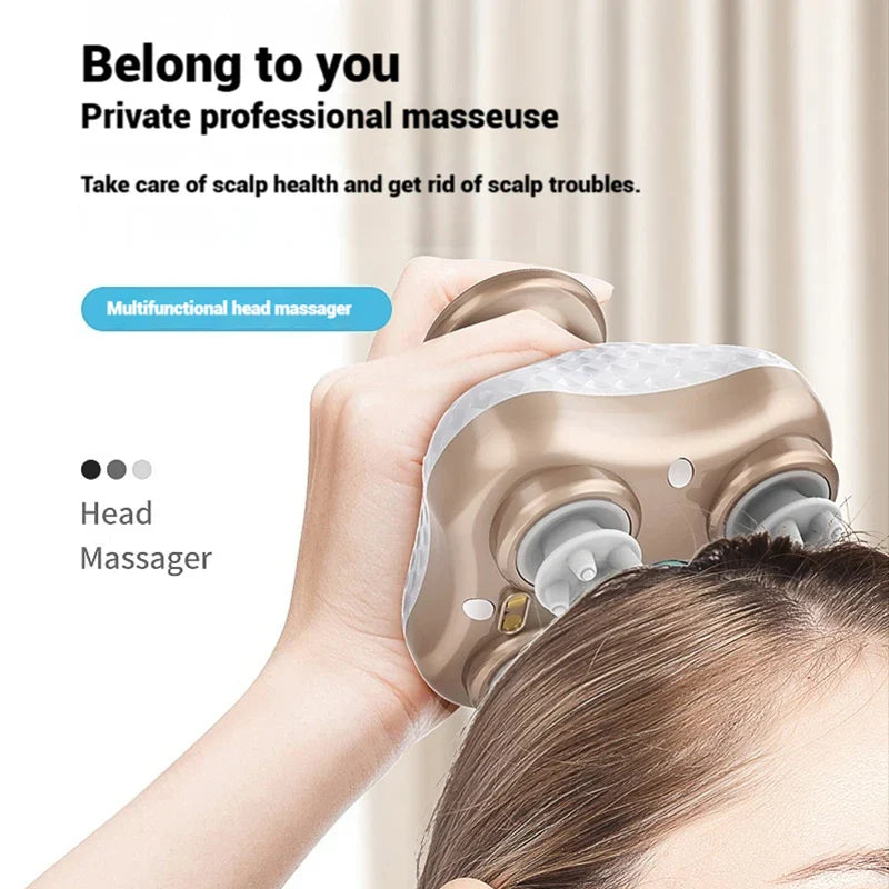 Electric Scalp Massager with 4 Alternative Tissue Kneading Nodes Idea Pressure Release Head Massager for Muscles Shoulder Calf