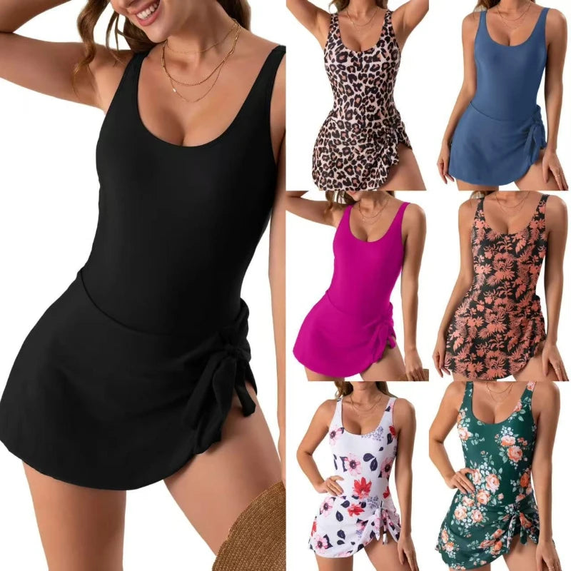 Swimsuit Women, One-piece Skirt Sexy Slim Print One-piece Swimsuit Women