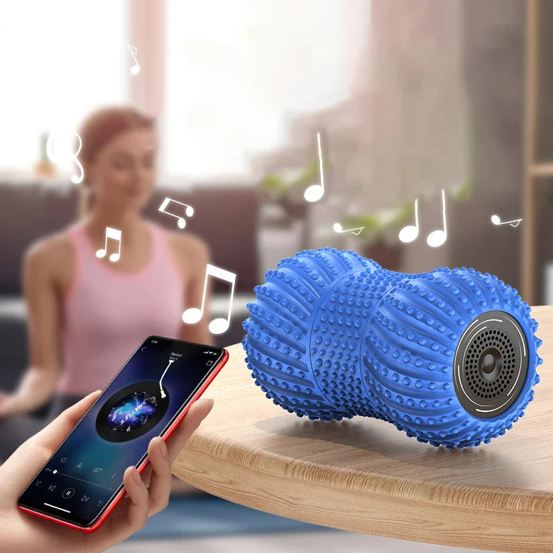 Electric Fascia Fitness Roller Peanut Ball Vibration Massage Shoulder Neck Waist Leg Muscles Relaxation Connect Bluetooth Music