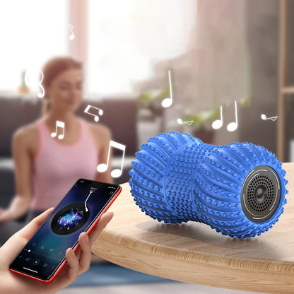 Electric Fascia Fitness Roller Peanut Ball Vibration Massage Shoulder Neck Waist Leg Muscles Relaxation Connect Bluetooth Music
