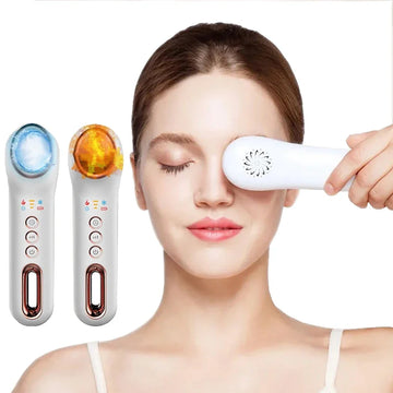 Masajeador ocular portátil con vibración y función de frío y calor, recargable por USB.