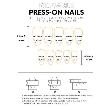 24Pcs Golden French Fake Nail with Almond Head Design Simple Oval False Nails Wearable Press on Nails Full Cover Nail Tips