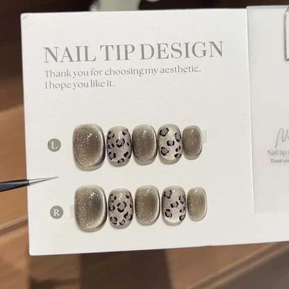 10Pcs Red Cat Eye Handmade Press on Nails Flower Fake Nails Wearable Stick-on Nails Full Cover False Nail Uñas Postizas 네일팁