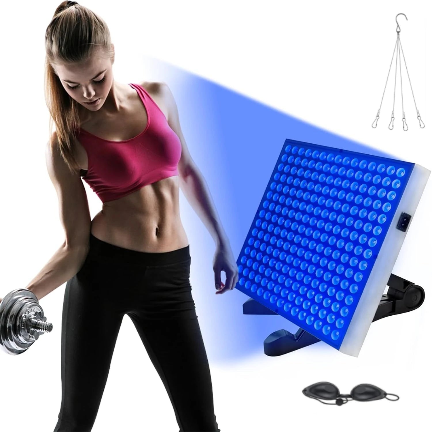 NEW 225PCS Lamp Blue Light Cold Laser LEDs Face Tanning Solarium Lamp with Stand， Beauty Skin Care For Body & Face Equipment 45W