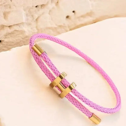 2025 new Fashionable and simple stainless steel bracelet, I-shaped buckle bracelet, couple lucky woven bracelet
