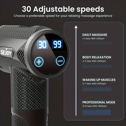 Sejoy 30 speeds Massage Gun Percussion Massager Fascia Gun Deep Tissue Muscle Vibrating Relax