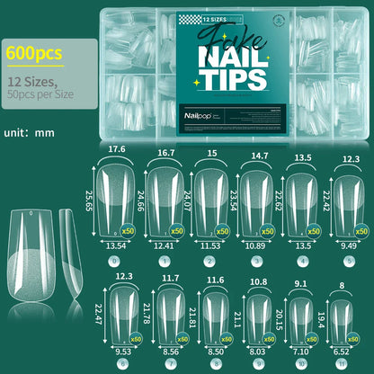 Nailpop 600PCS Soft Gel X Nail Tips Full Cover Coffin Stiletto Fake Nails Extra Short Almond Square Soak Off Gel False Nail Tips