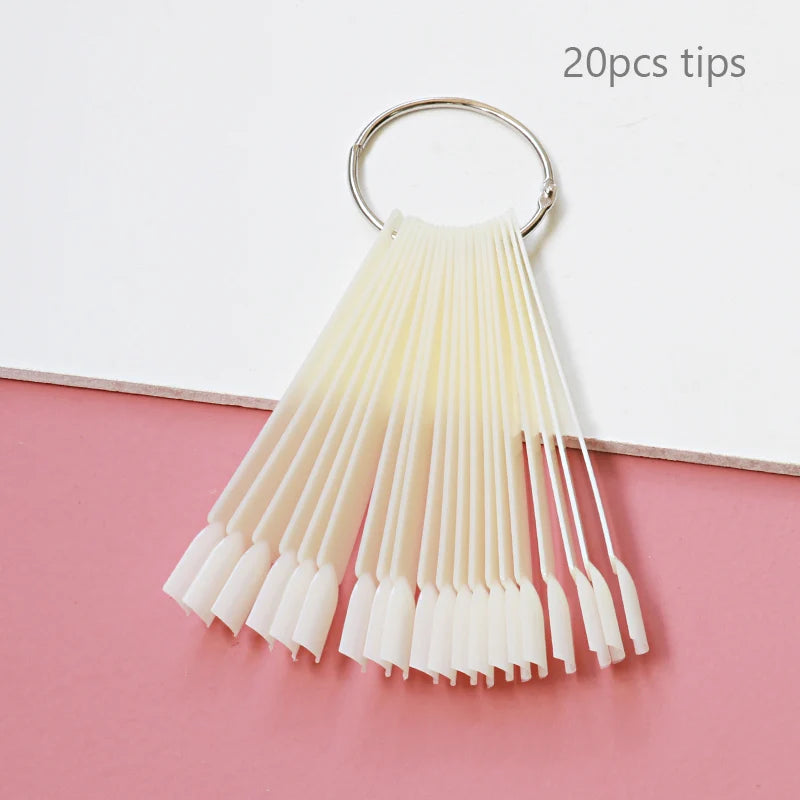 Nail Display Sticks Nail Swatch False Nail Tips Nail Gel Polish Practice Clear Natural Colors Display Board for Nail Art Tools