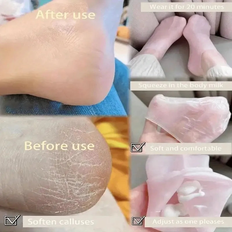1 Pair Suitable Women Dry Cracked Feet Silicone Socks Available Multiple Colors for Moisturizing Cracked Feet