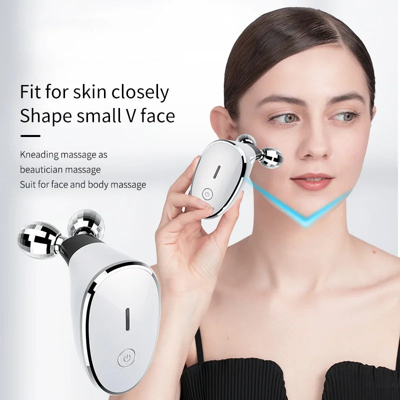 Microcurrent Facial Device EMS Vibrating Face Massager Roller Anti Wrinkle Skin Tightening Double Chin Face Lifting Machine