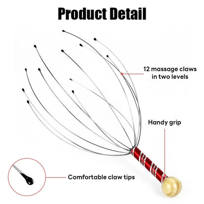 Head Massage with Stainless Steel Wire and Octopus Shaped Acupoints To Relax and Scratch The Scalp Hair Massager Head Gua Sha