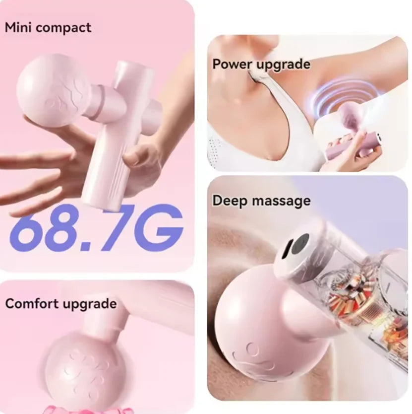 2026 Mini Massage Gun Fascia Machine Muscle Relaxation cRod Massage Fitness Equipment Neck Body Fascia Gun Rechargeable