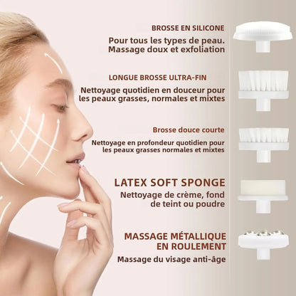 Electric 5-in-1 Facial Cleansing Brush, Multi-functional Rotating Massage Pore Cleansing Beauty Device Pore Cleaner