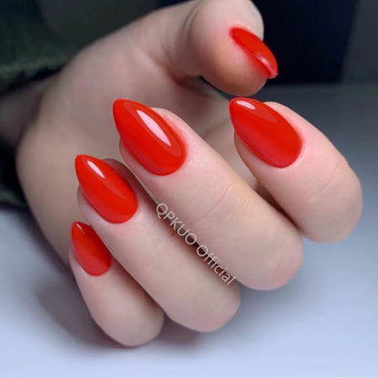 Artificial Short Fake Nail Press On False Nails Stiletto Shiny Wine Red DIY Women Fingertips Full Cover Manicure Tools