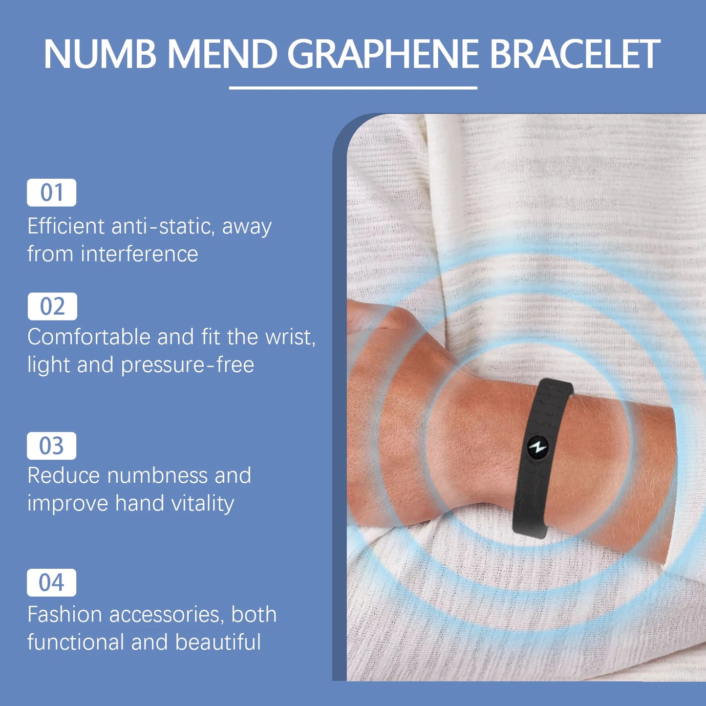 Body Care Energy Wristband Relieve Wrist Hand Joint Pain Anti Fatigue Stress Promote Blood Circulation