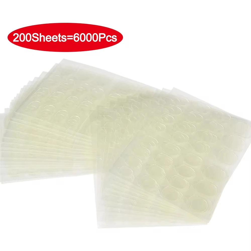 6000Pcs Double-Sided Nail Adhesive Stickers Waterproof Breathable Transparent False Nail Glue Sticker Jelly Nail Tips DIY Tools