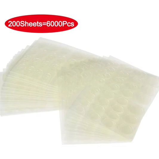 6000Pcs Double-Sided Nail Adhesive Stickers Waterproof Breathable Transparent False Nail Glue Sticker Jelly Nail Tips DIY Tools
