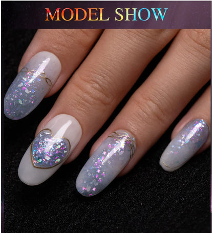 BOZLIN 5ml Sparkling Chameleon Mica Shell Gel Polish Colorful Sequins Manicure Semi Permanent Soak Off Nail Art Gel Varnish