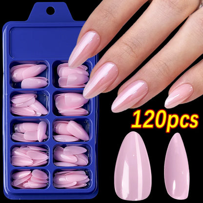 120Pcs Classic Glossy Black Fake Nails Full Cover Press On Nails Short Round Reusable False Fingertips DIY Women Manicure Tools