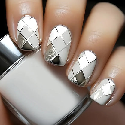 24Pcs Fashion Fake Nails Press on Short Square Head False Nail Art Black Starlit Sky Design Artifical Full Cover Nail Tips