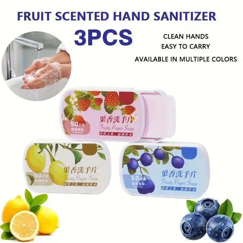 3PCS Travel Soap Tablets, Fruity Soap Tablets, Deep Clear Clean, moisturize skin, portable for business and travel Hand gift