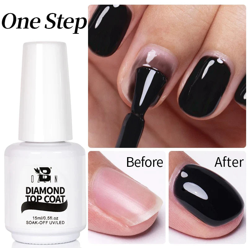 AWStorG15ml 2 IN 1 Crystal Top Coat Transparent Soak Off UV LED Nails Art Manicure Gel Nail Polish Varnishes Primer Function Gel