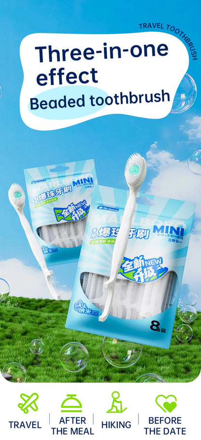 Portable and individually packaged 3-in-1 nano brush head toothbrush floss disposable toothbrush for adults on business trips