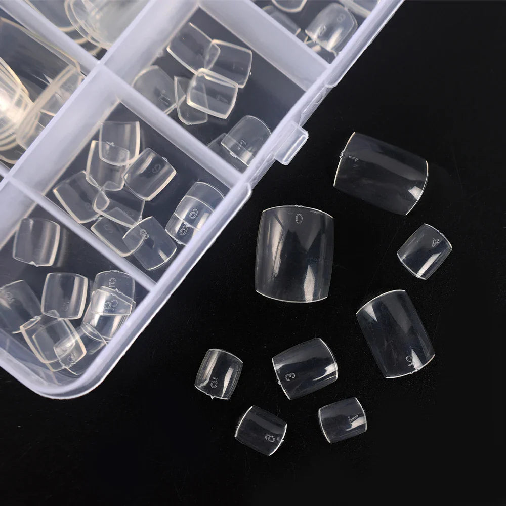 100pcs False Toe Nails Tips Full Cover Press on Toe Foot Nails Tips Artificial Acrylic Nail Capsules False Nail Manicure Tools
