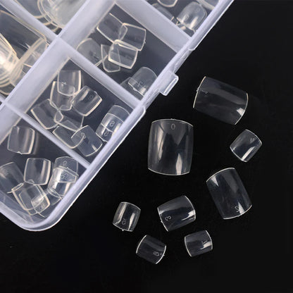 100pcs False Toe Nails Tips Full Cover Press on Toe Foot Nails Tips Artificial Acrylic Nail Capsules False Nail Manicure Tools