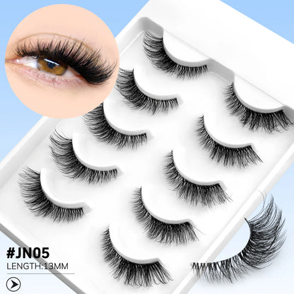 LASVIREY Cat Eye Lashes Natural Fluffy False Eyelashes Soft Wispy Natural Long Faux Mink Lashes Clear Band Lashes Extension