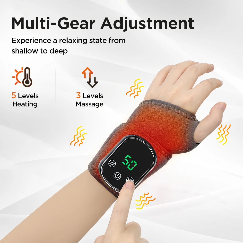 2 IN 1 Heating & Wrist Guard Vibration Massage Three-speed Temperature Adjustment USB Plug Cold Hot Protect Heating Wristband