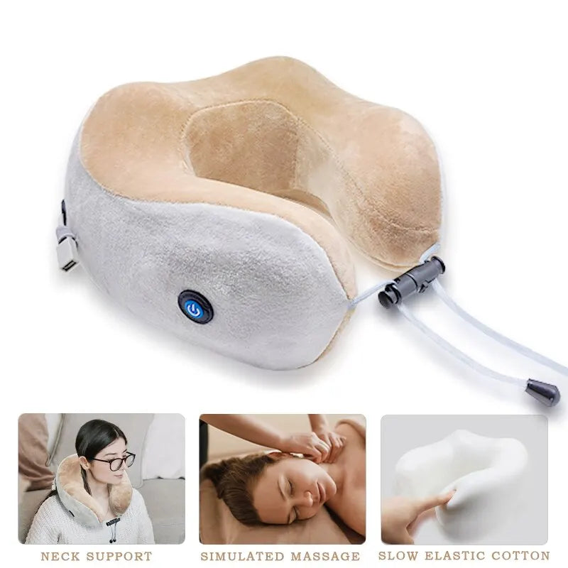 Portable U-shaped Neck Massager Electric Neck and Shoulder Vibration Massage Single Button Operation Suitable for Travel Work