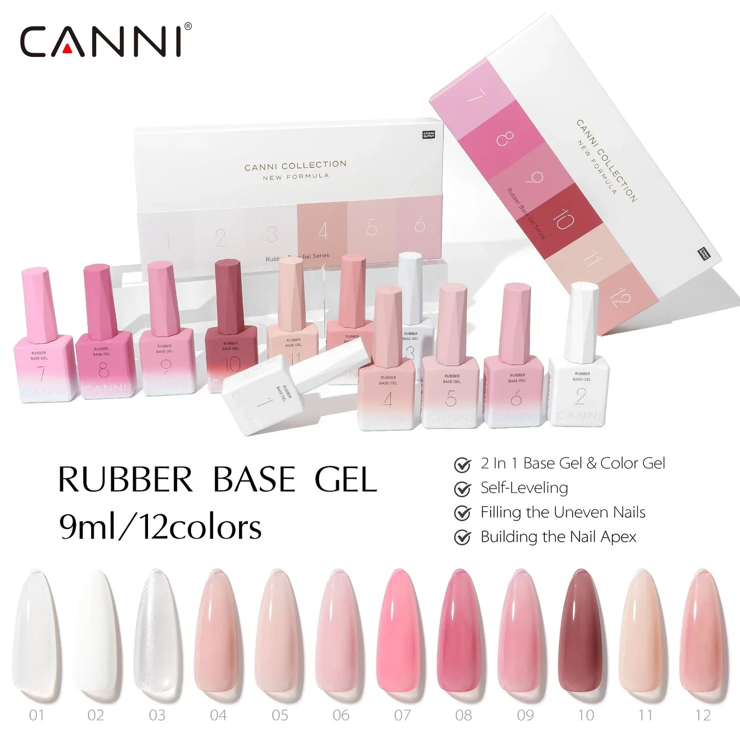 CANNI Nail Gel Polish Set HEMA TPO FREE Jelly Nude Color Rubber Base UV Construction Gel Semi Permanent Soak off UV LED Gel Nail