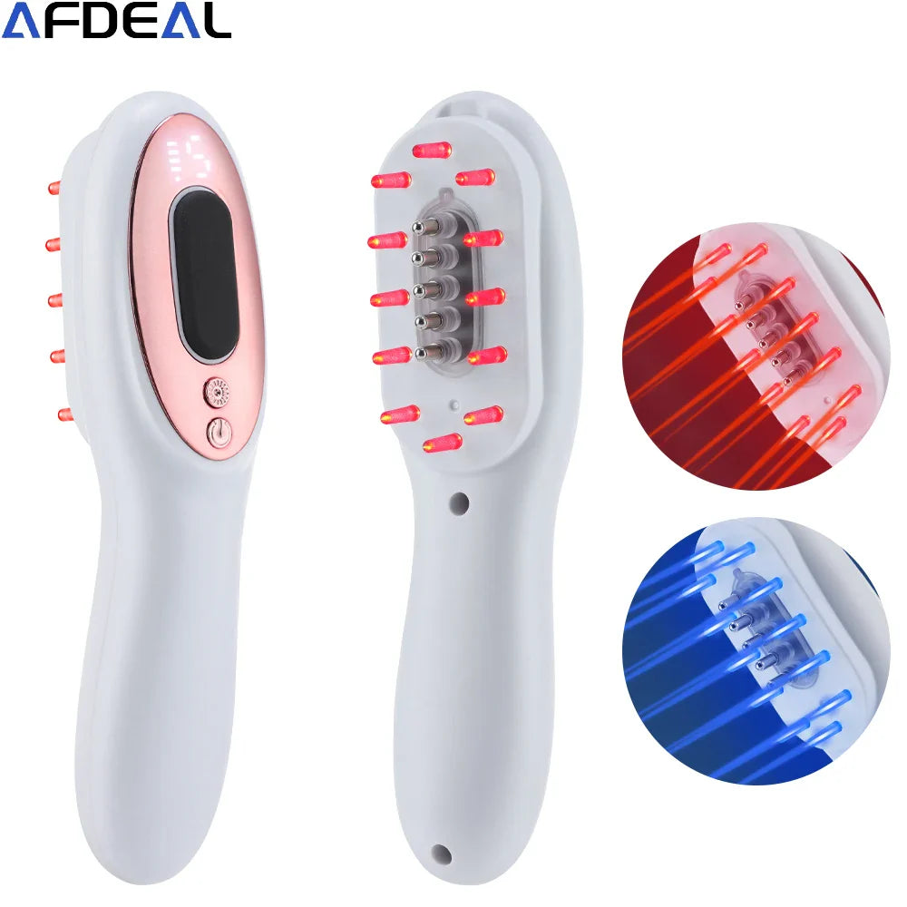 Blue Red Light Therapy Hair Growth Massage Comb Anti Hair Loss Liquid Comb Oil Scalp Applicator Vibration Head Massager Brush
