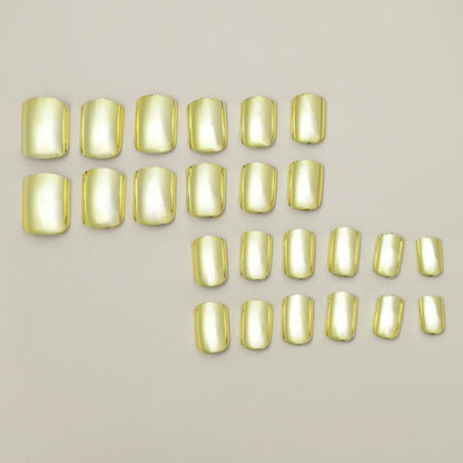 24pcs/set short fake nails metallic red black rose green blue silver golden square tips mirror effect press on false nail art