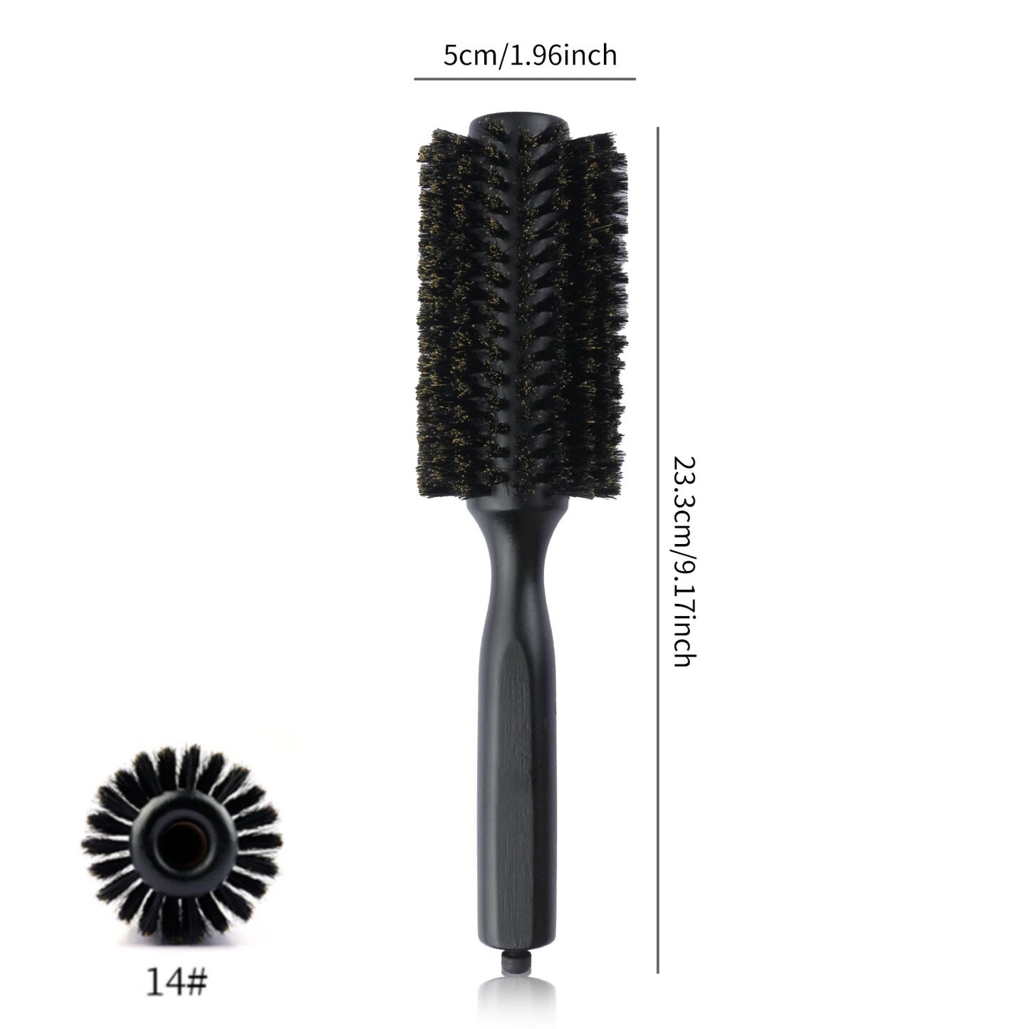 New 6 Sizes Black Wood Handle Boar Bristles Round Hair Brush Removable Tail Hairdressing Brush Pro Salon Barber Hair Round Comb