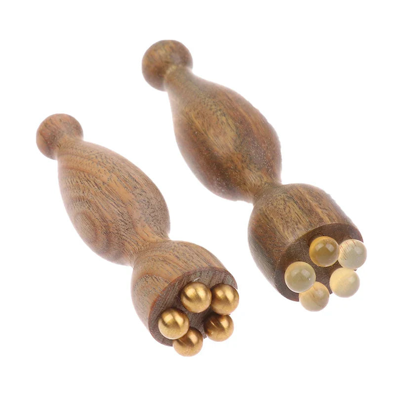 Lotus Seedpod Shape Massager Facial Physiotherapy Tool Green Sandalwood Face Massage Tools Gua Sha Face Skin Care Massage Sticks