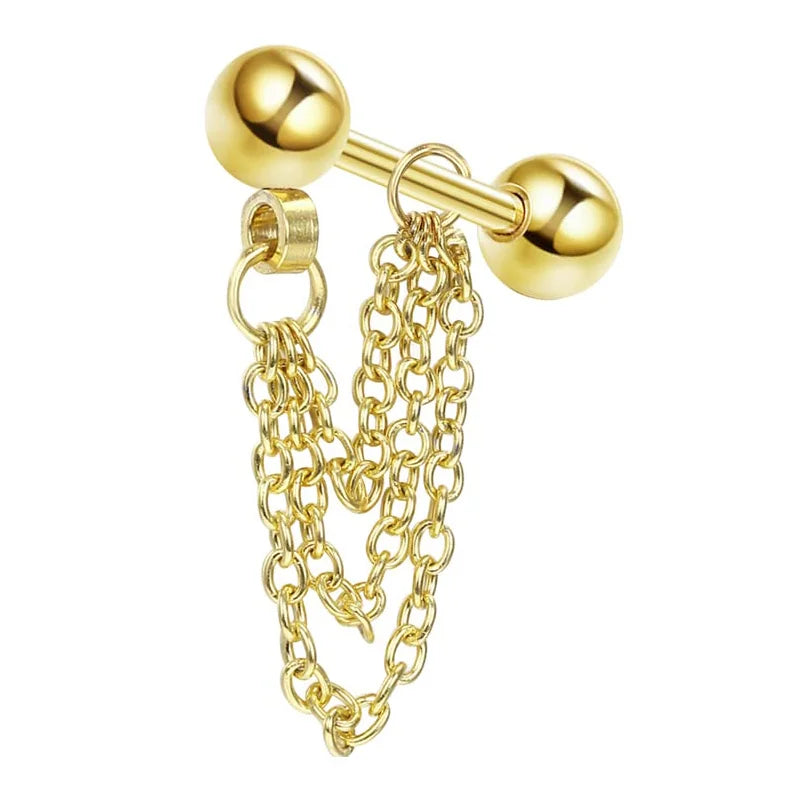 Drperfect Stainless Steel Stud Earrings for Women Men Star Moon Snake Cartilage Screw Back Earring Helix Piercing Jewelry