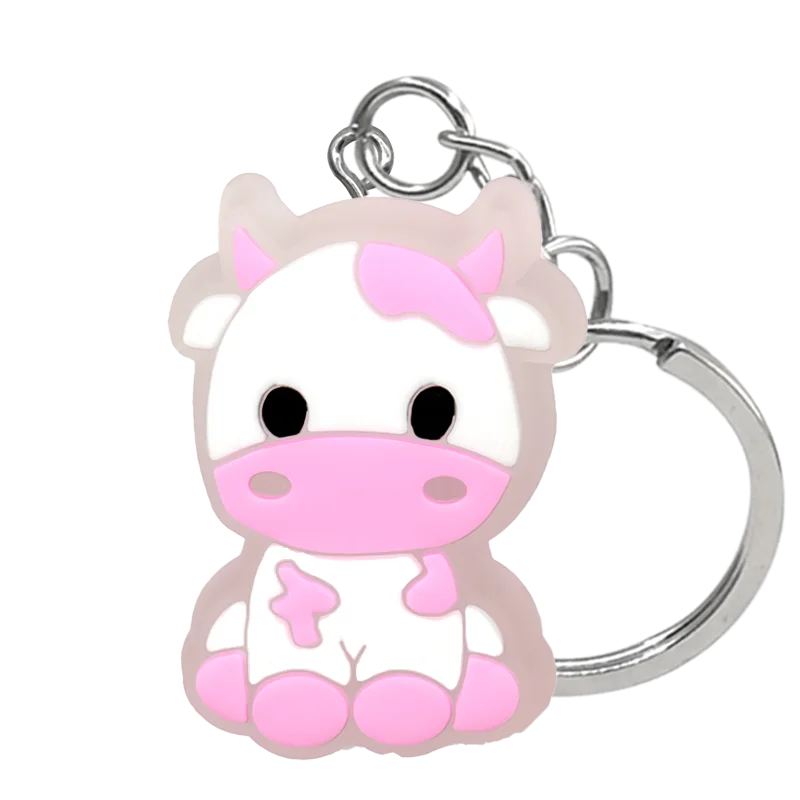 1PCS LED Keychains New Arrival Cute Unicorn Joystick Pig Flower Cat Cow Luminous Keyring Accessories for Car Women Men Key Gifts