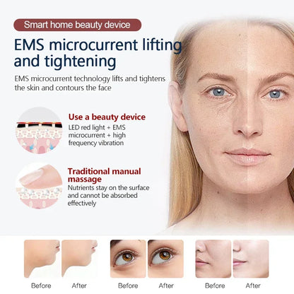 Facial Lifting Massager EMS Microcurrent High-Frequency Vibration Red Light Therapy Nutrition Import Slimming Skin Tighening