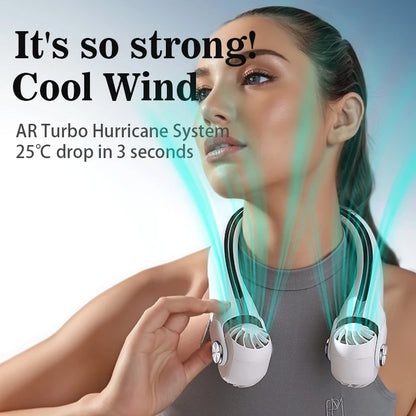 New Portable Neck Fan Mini Air Conditioner Rechargeable Bladeless Neck Fan With 45° Adjustable Wind Directions for Outdoor