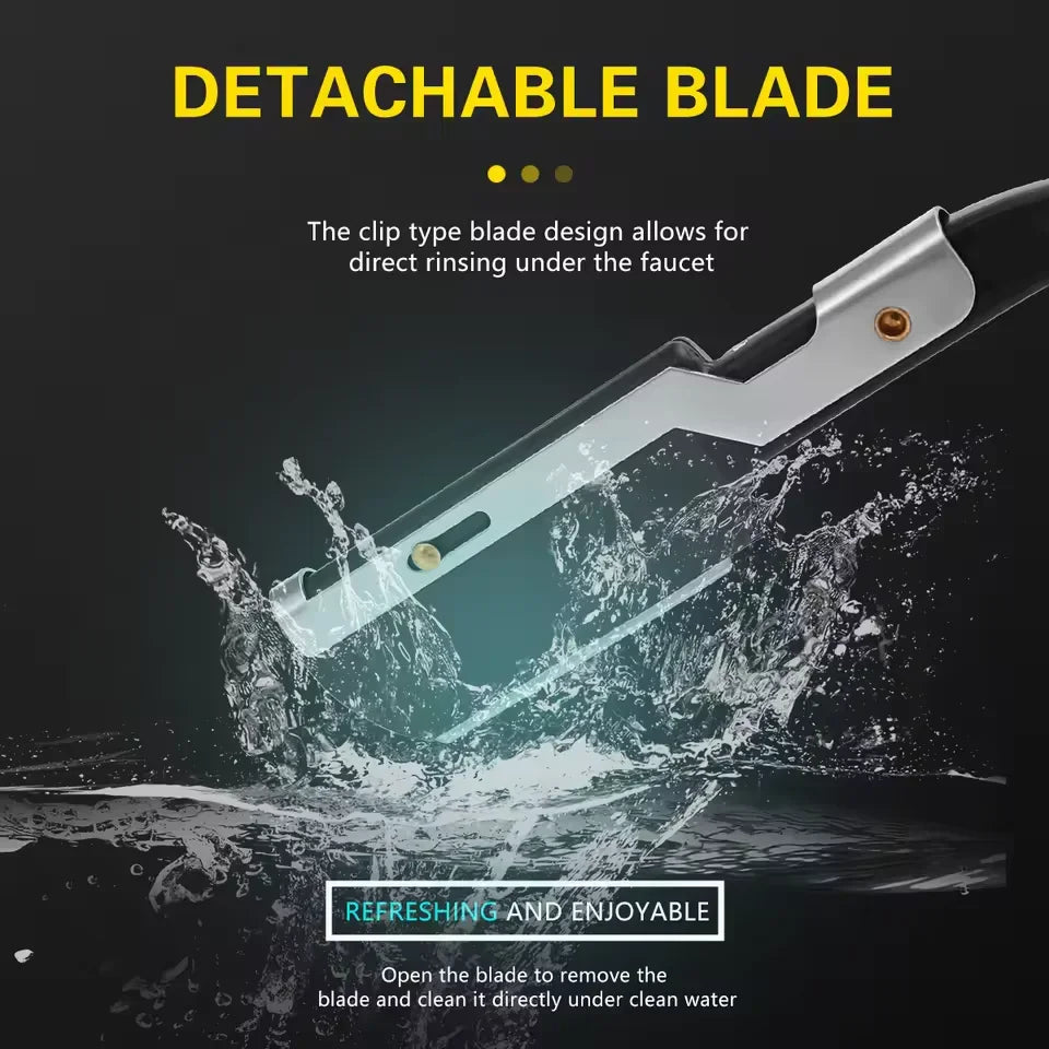 Men's Beard Straight Razor, Foldable Hair Blade for Precise Shaving & Facial Contouring, Barber Grooming Tool for Styling