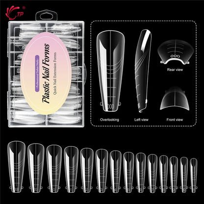 TP 140pcs/box New Nail Dual Forms Acrylic Nails Top Forms for Extension Quick Building UV Gel Molds Full Cover Nail Upper Forms